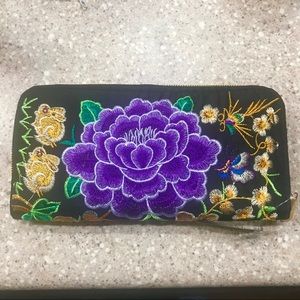 Purple flowered wallet